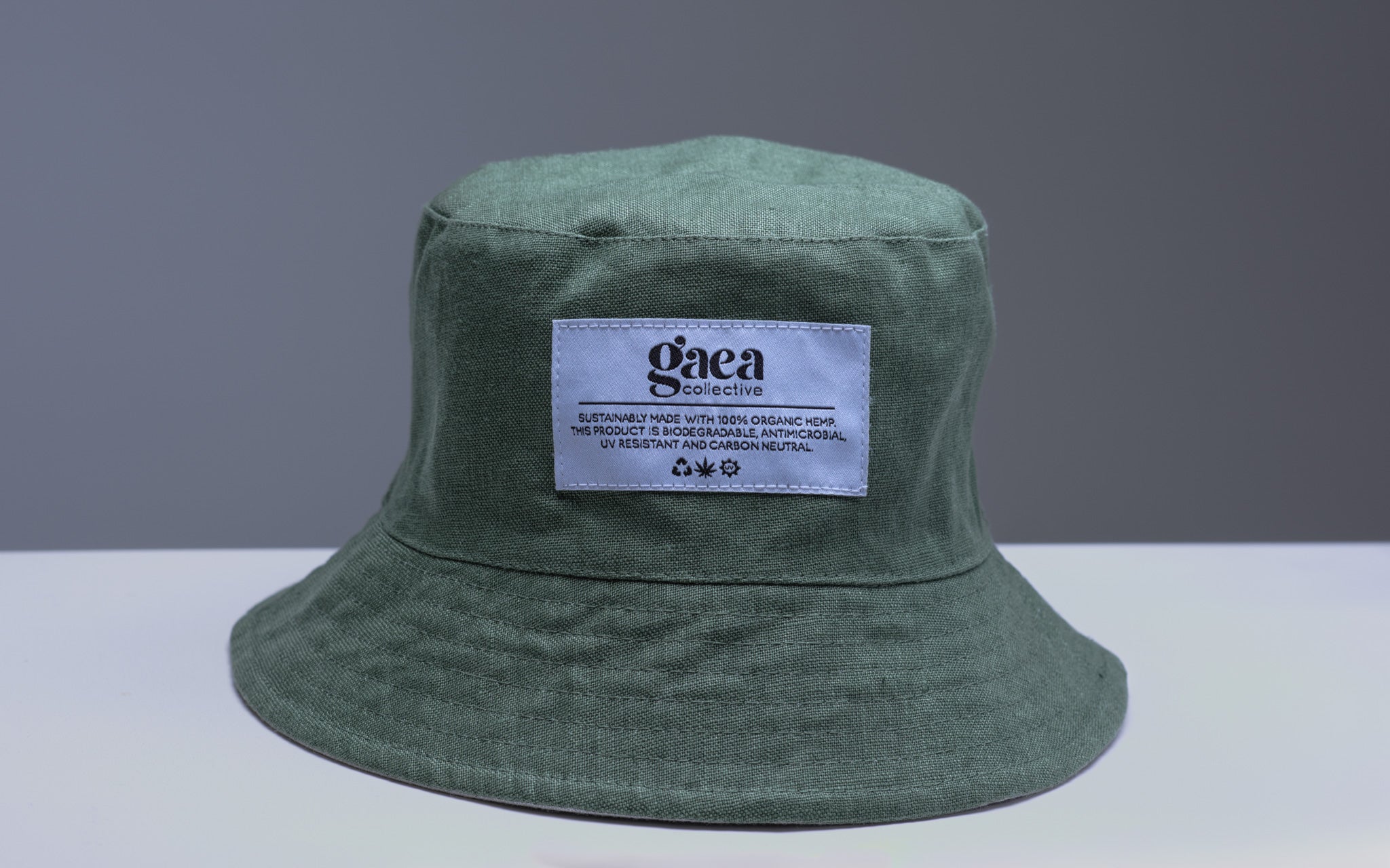 100% Organic Hemp Bucket Hat Reversible Green