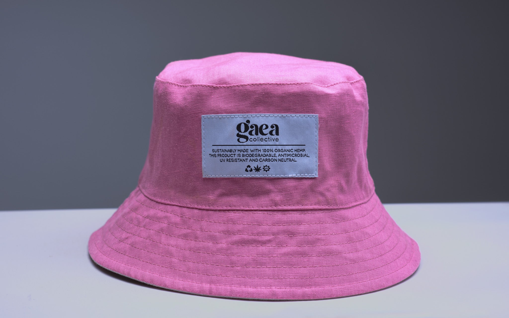 100% Organic Hemp Bucket Hat Reversible Pink