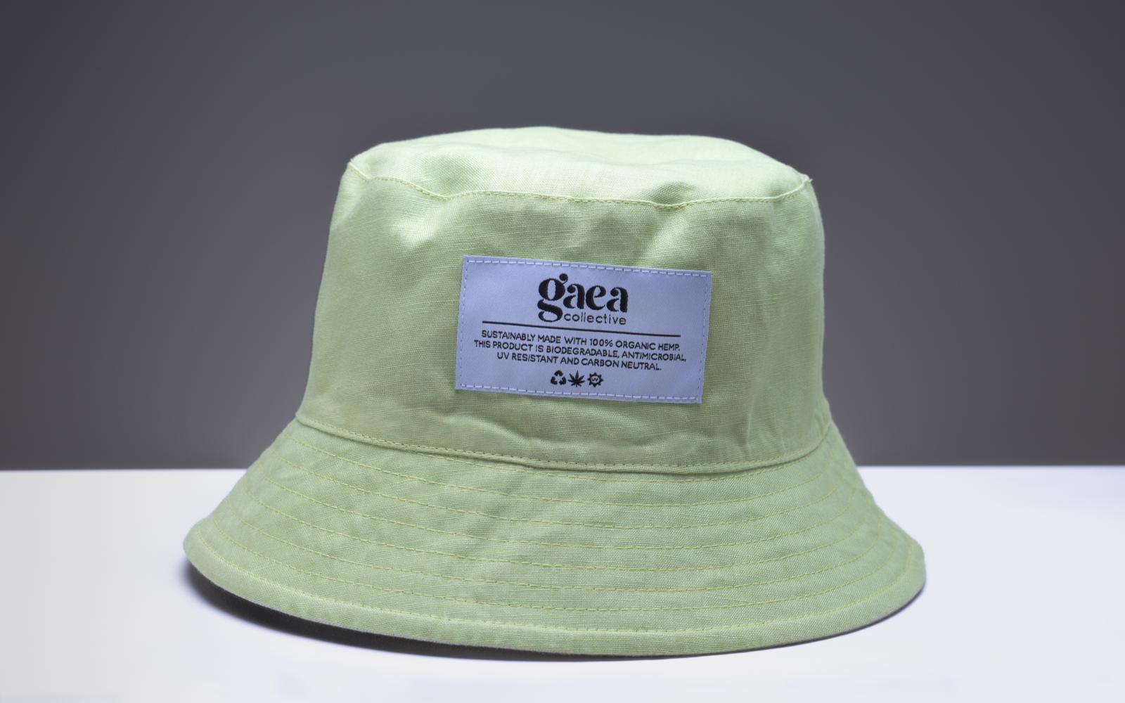 100% Organic Hemp Bucket Hat Reversible Lime Green