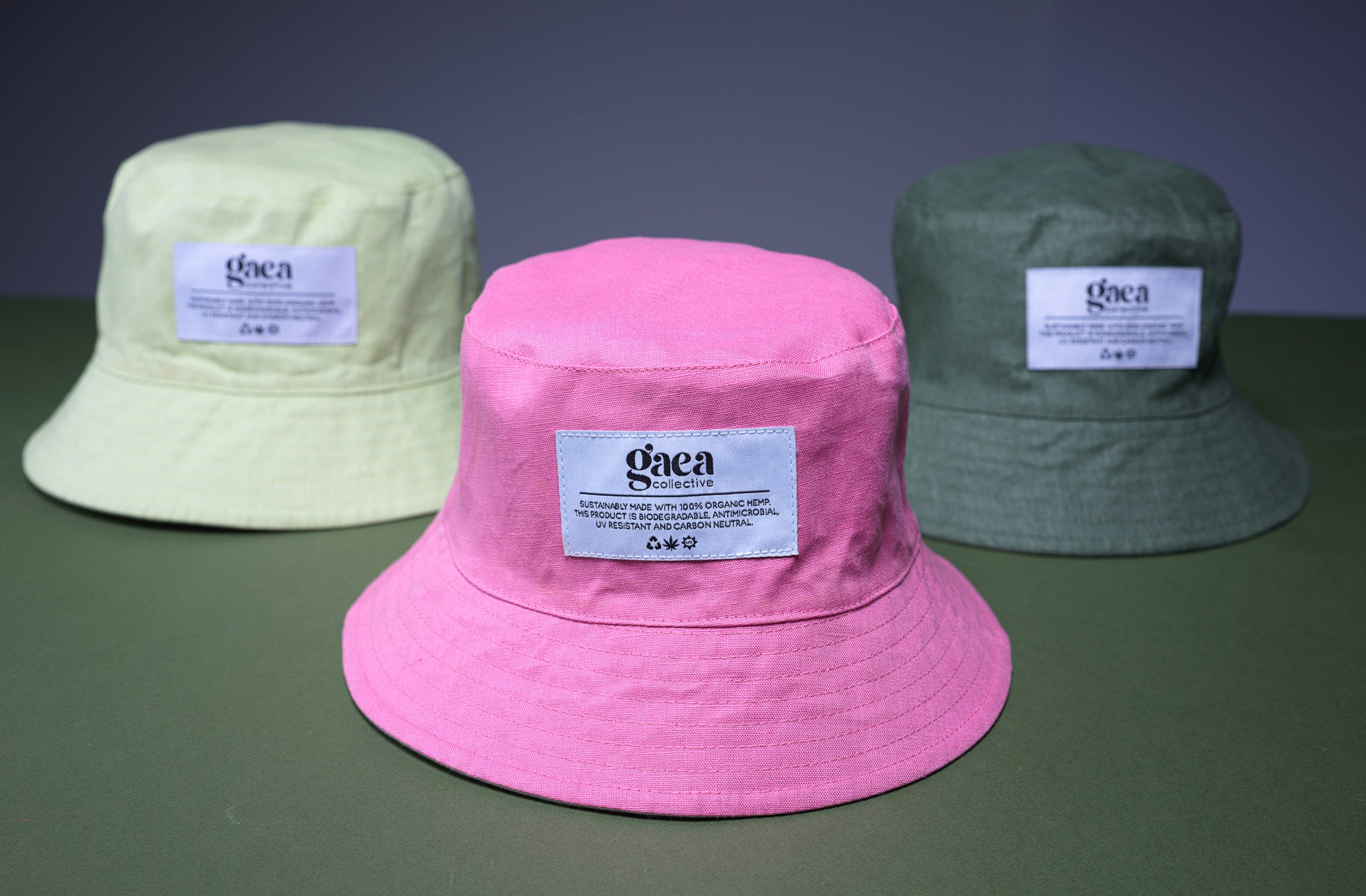 100% Organic Hemp Bucket Hat Reversible Green